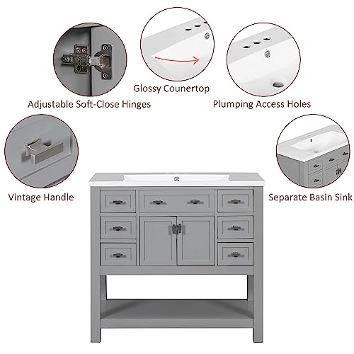 White Bathroom Vanity with Sink W38793