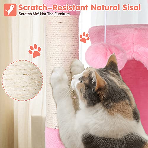 54in Cat Tree Cat Climbing Tower with Scratching Post O80828
