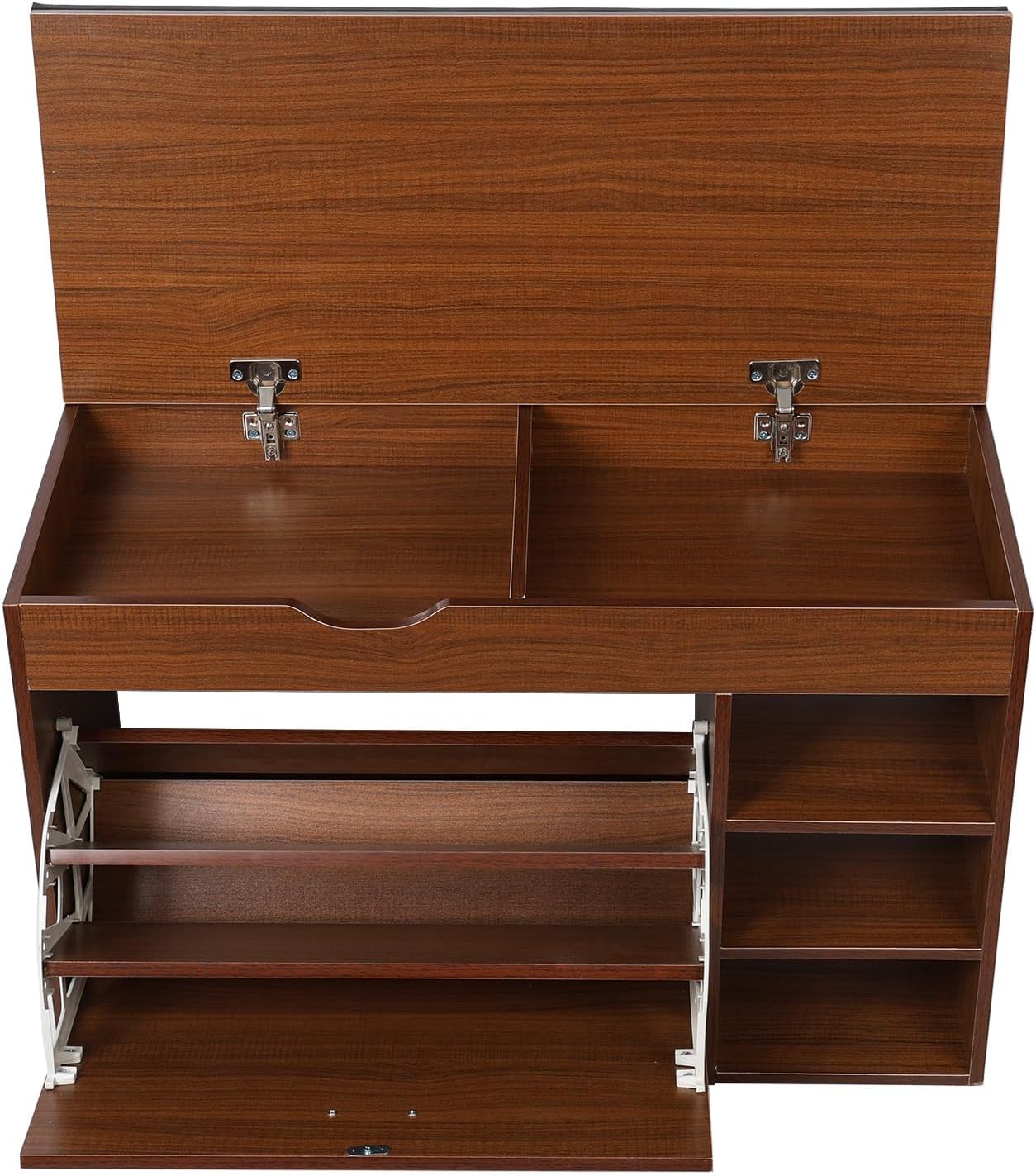 3 Tiers Storage Bench with Padded Seat Cushion Q707816
