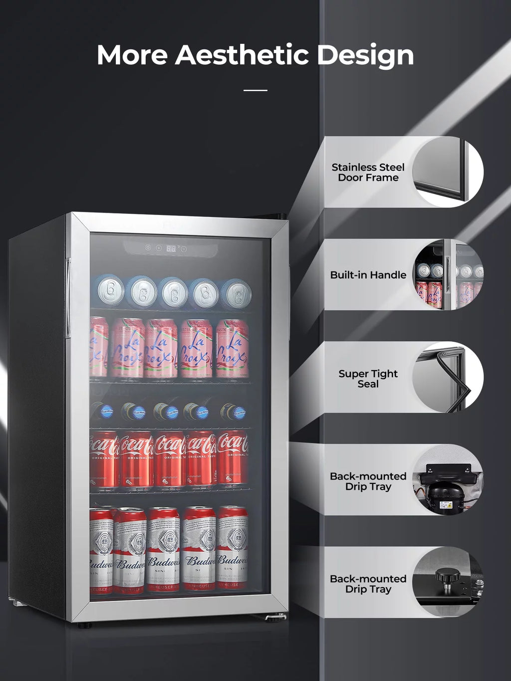 126 Can Beverage Refrigerator Cooler, 3.2 Cu.ft Mini Fridge, Reversible Door U4633