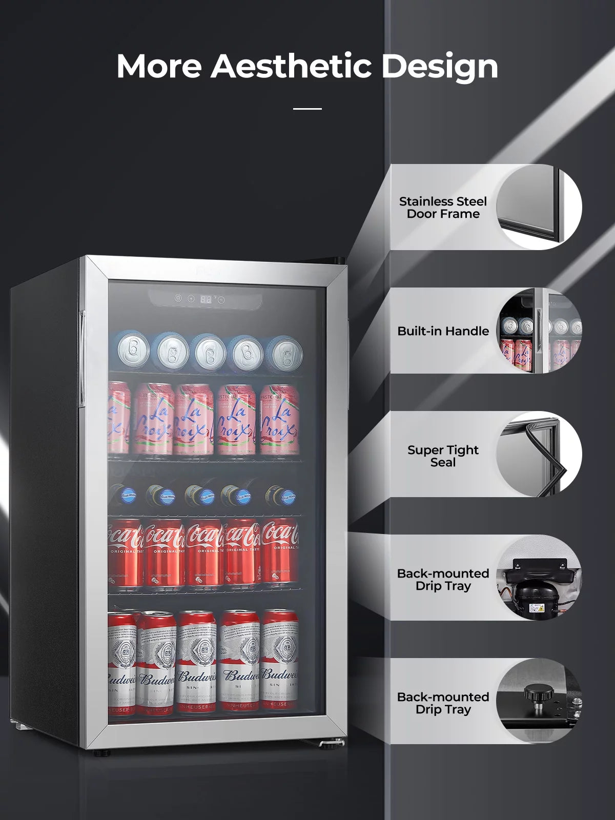 126 Can Beverage Refrigerator Cooler, 3.2 Cu.ft Mini Fridge, Reversible Door U4633