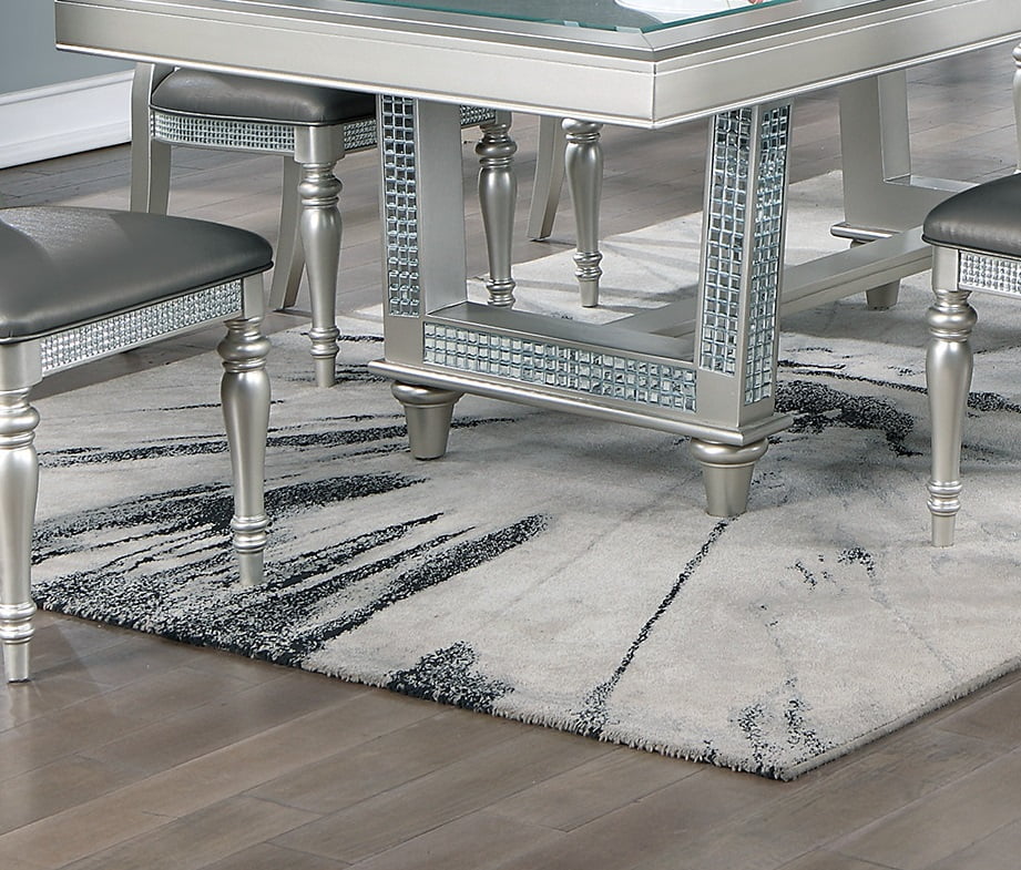 Silver Hue Glass Rectangle Dining Table N892