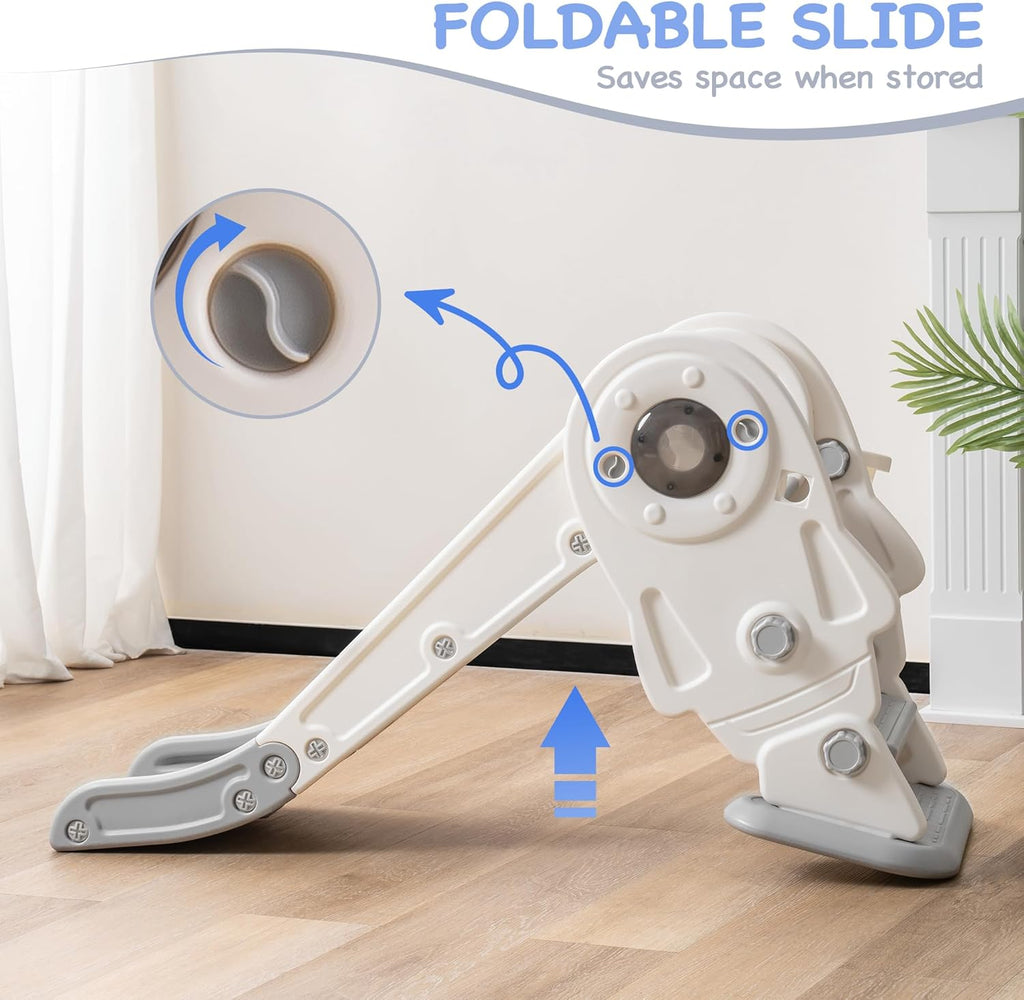 Toddler Slide Set, 2 in 1 Kids Slide with Climber and Basketball Hoop Y715966