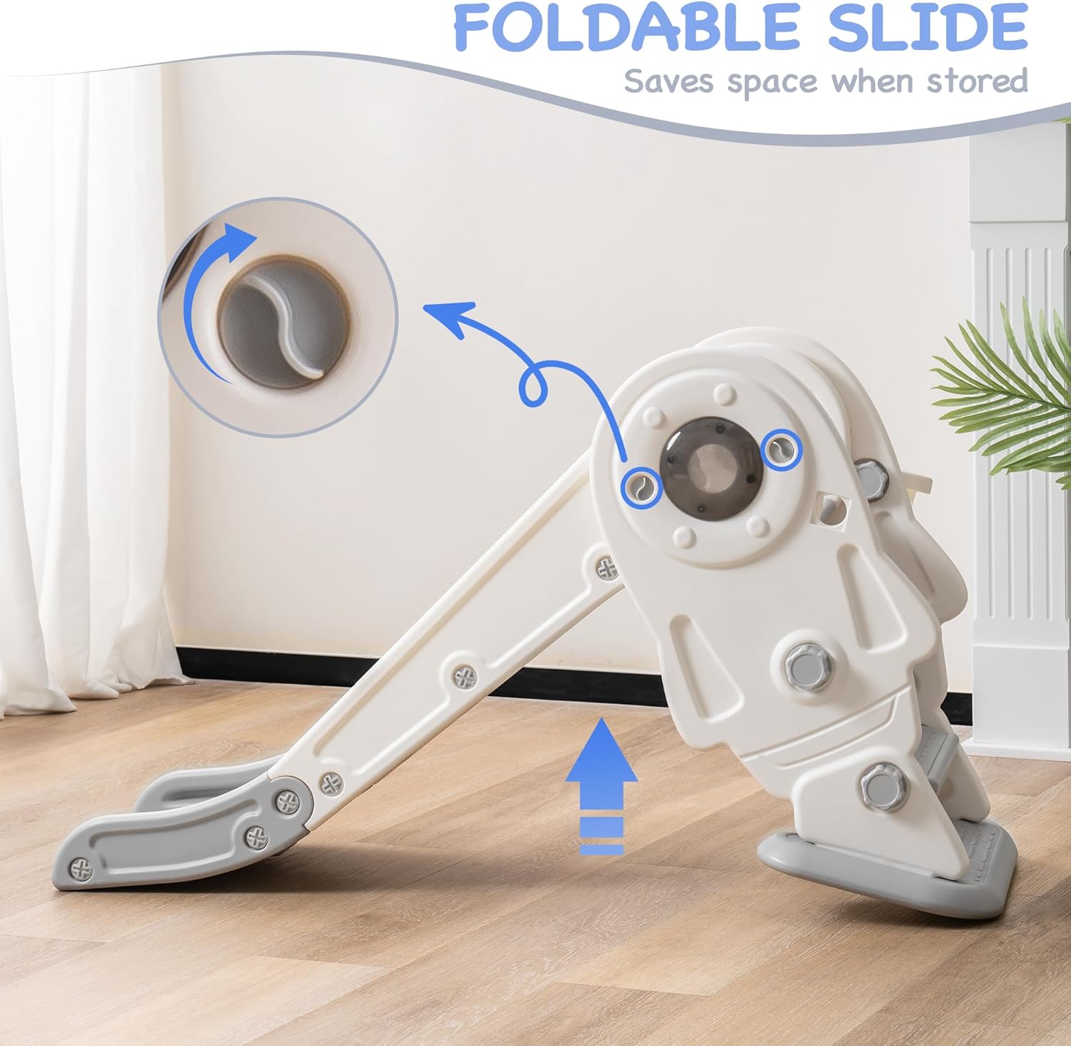 Toddler Slide Set, 2 in 1 Kids Slide with Climber and Basketball Hoop Y715966