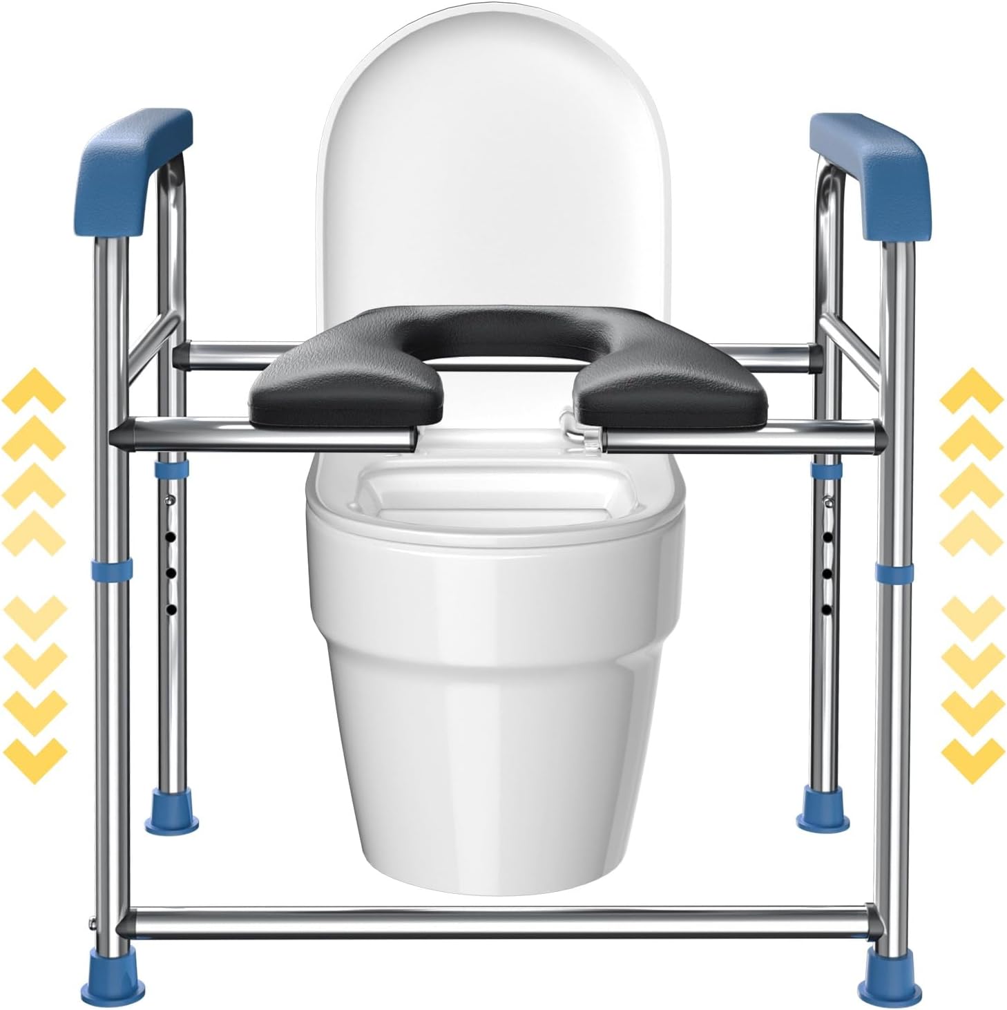 Padded Adjustable Height Raised Toilet Seat with Handles C252942
