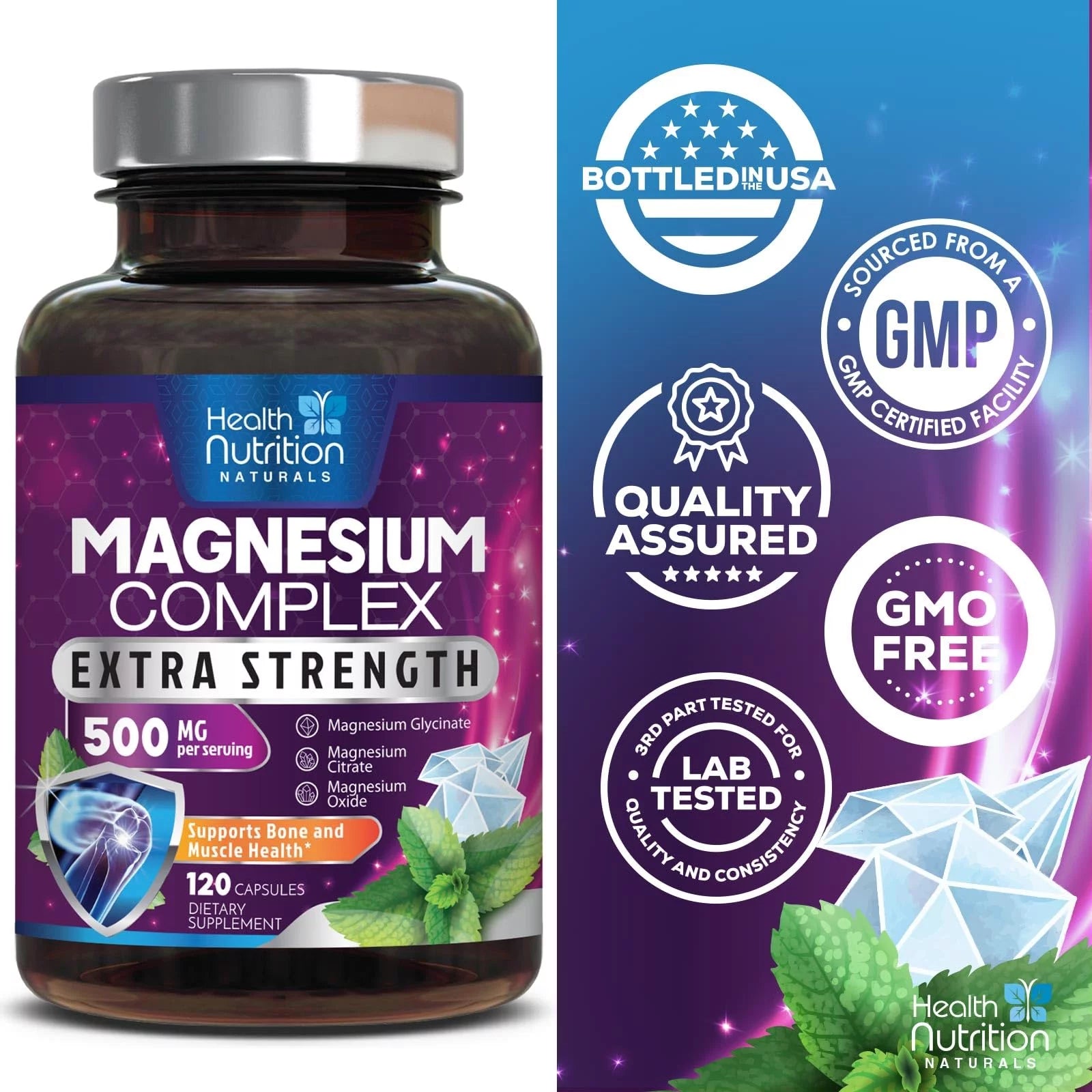 Magnesium Complex 500mg Chelated Magnesium Capsules, 120 Capsules I3635