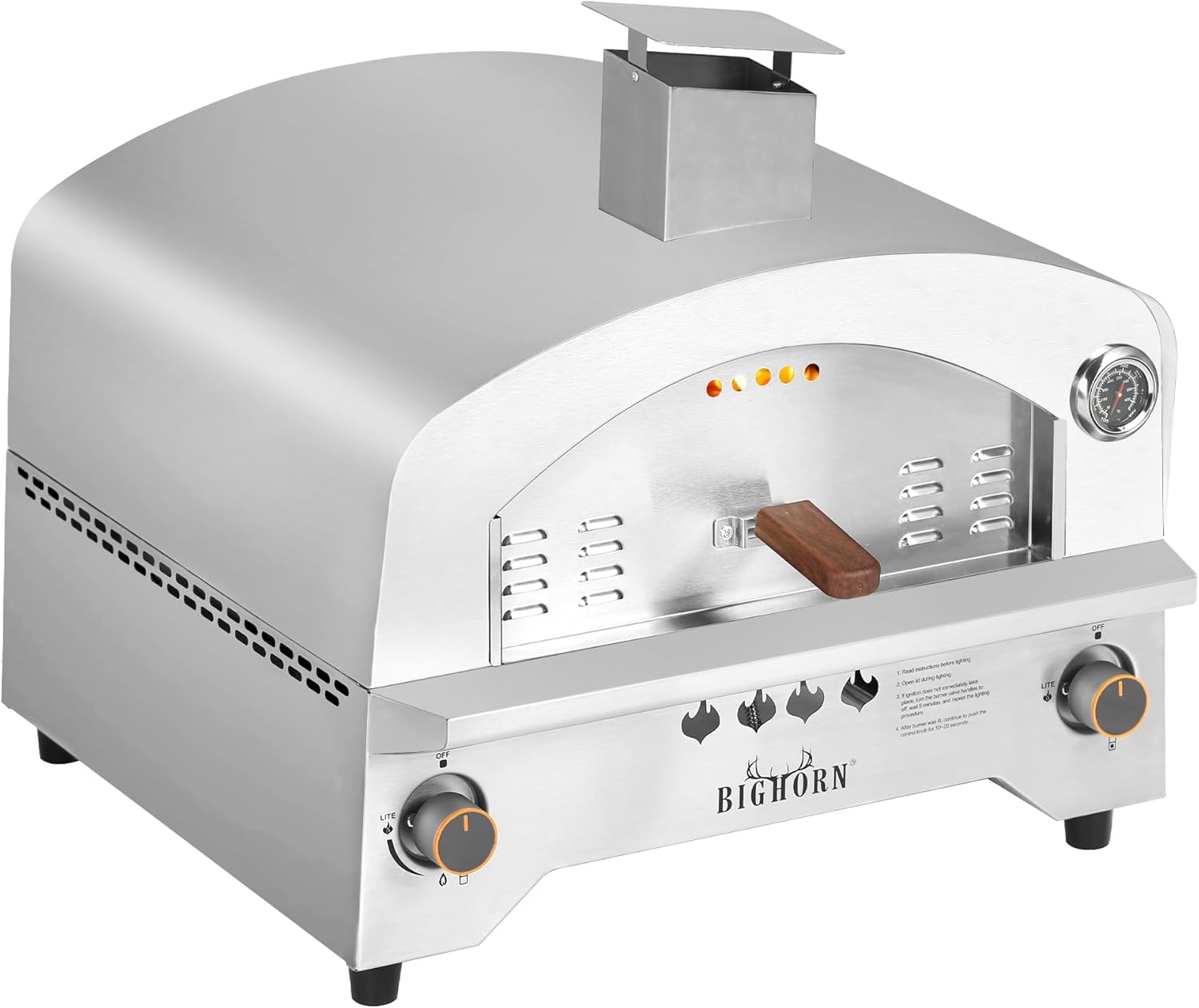Gas Pizza Oven Countertop Stainless Steel Propane Pizza Oven with 13" Pizza Stone & Foldable Pizza Peel K631