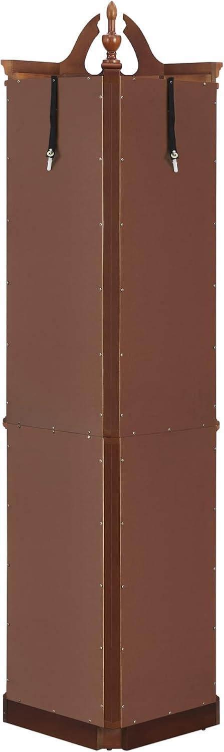 Lighted Curio Cabinet with Curved Top Finial, Wooden Corner Display Cabinet with Adjustable Tempered Glass Shelves O11745