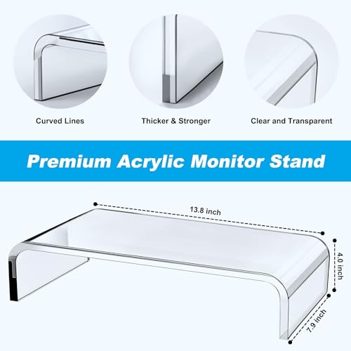 White Clear Acrylic Monitor Stand I180531