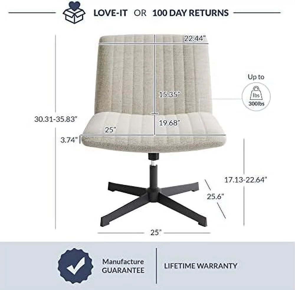 Beige Armless Ergonomic Office Chair With Height Adjustment And Tilt Function G638