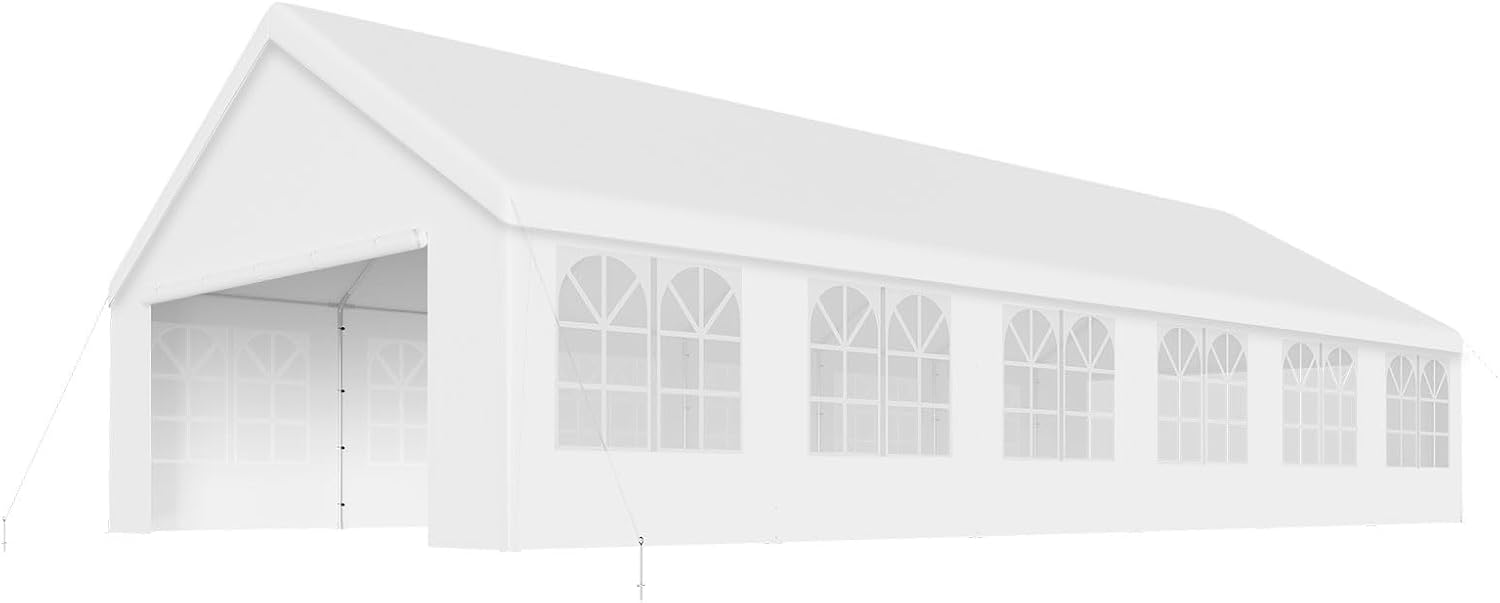 White 20'x40' Heavy Duty Party Tent with Removable Sidewall Windows E21706
