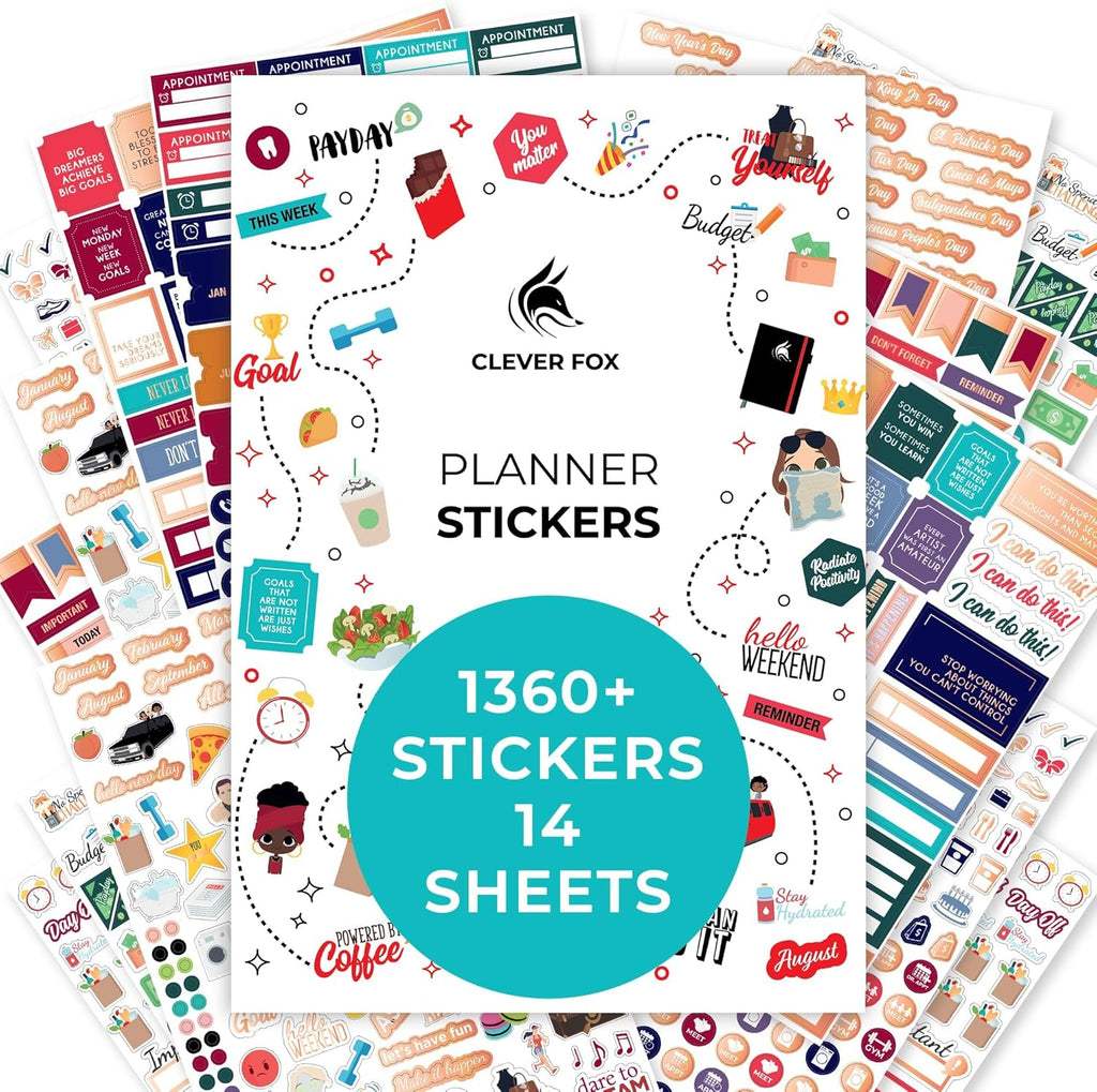 14 Sheets Set of 1360+ Planner Stickers N935