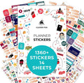 14 Sheets Set of 1360+ Planner Stickers N935