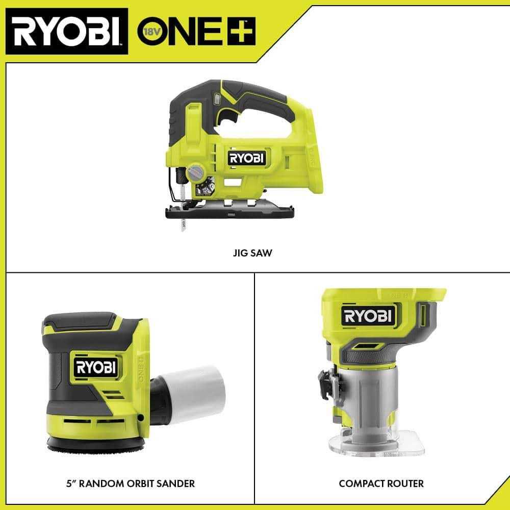 18V Cordless 3-Tool Combo Kit with Jig Saw, Router and Random Orbit Sander T690507