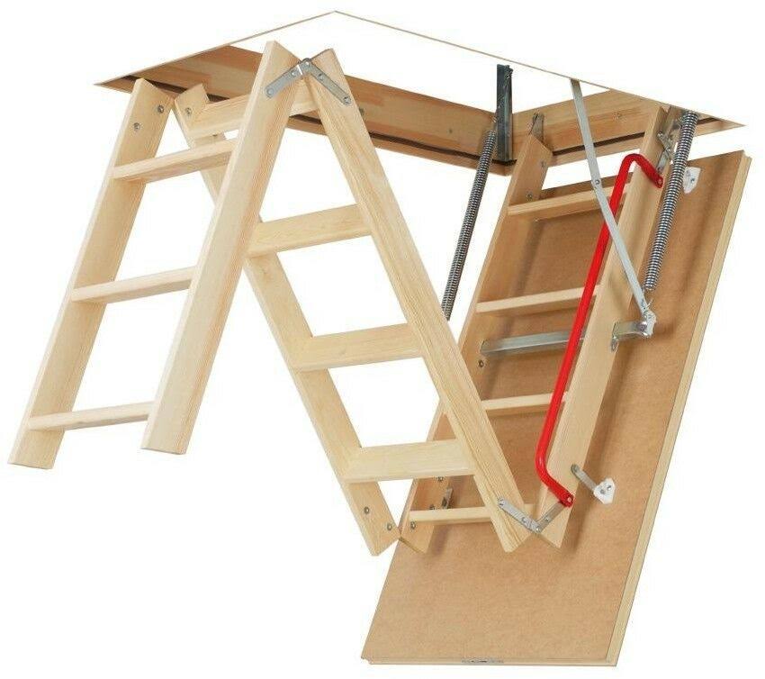 Adjustable Attic Ladder with Anti-Slip Steps Rubber Gasket F543