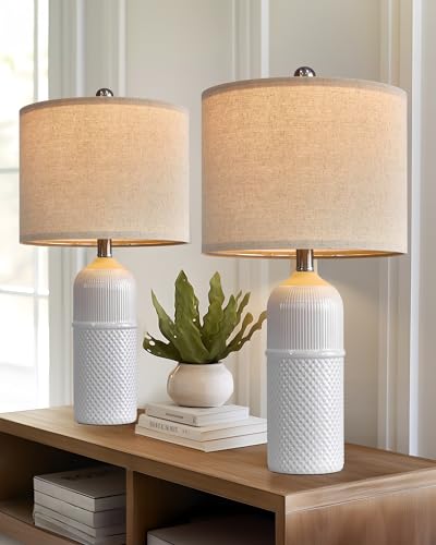 White Ceramic Table Lamps Set of 2 W5102