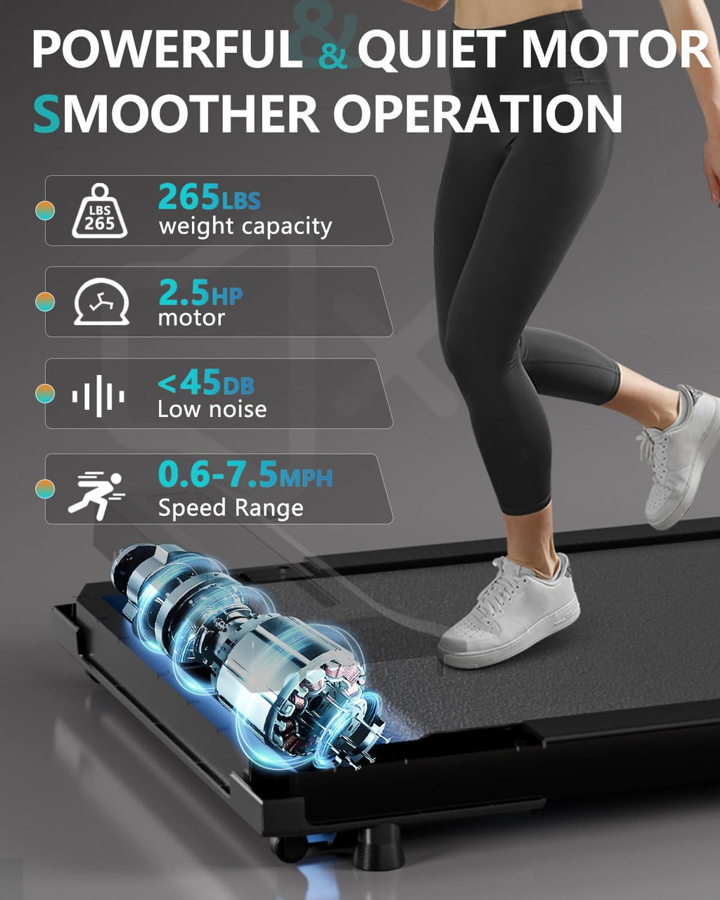 Under Desk Treadmill with Remote Control, 2 in 1 for Walking and Jogging, Portable, LED Display N3482