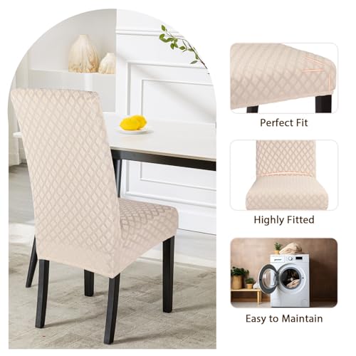 Wine Red Set of 6 Stretch Jacquard Parsons Chair Slipcovers K2973