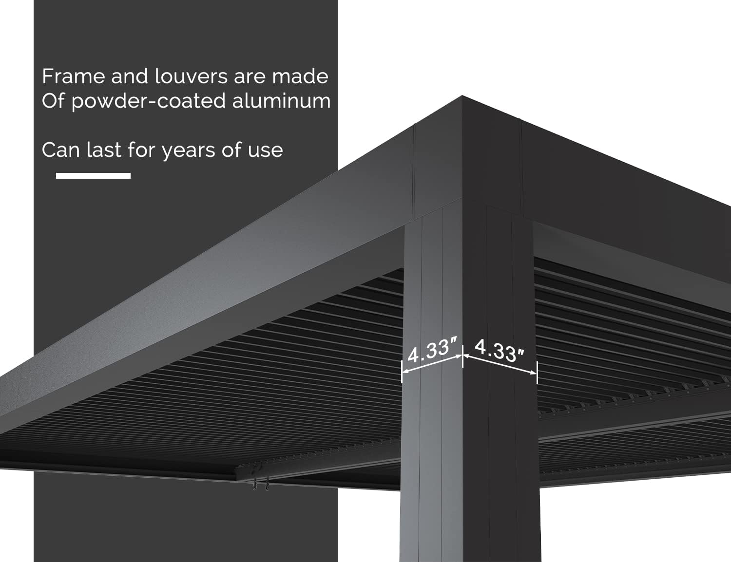 Grey Aluminum Louvered Pergola 12' x 20' T5410