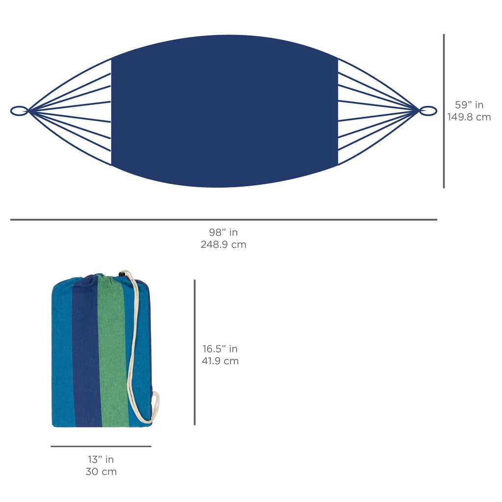 Blue Cotton Double Hammock with Carrying Bag H995265