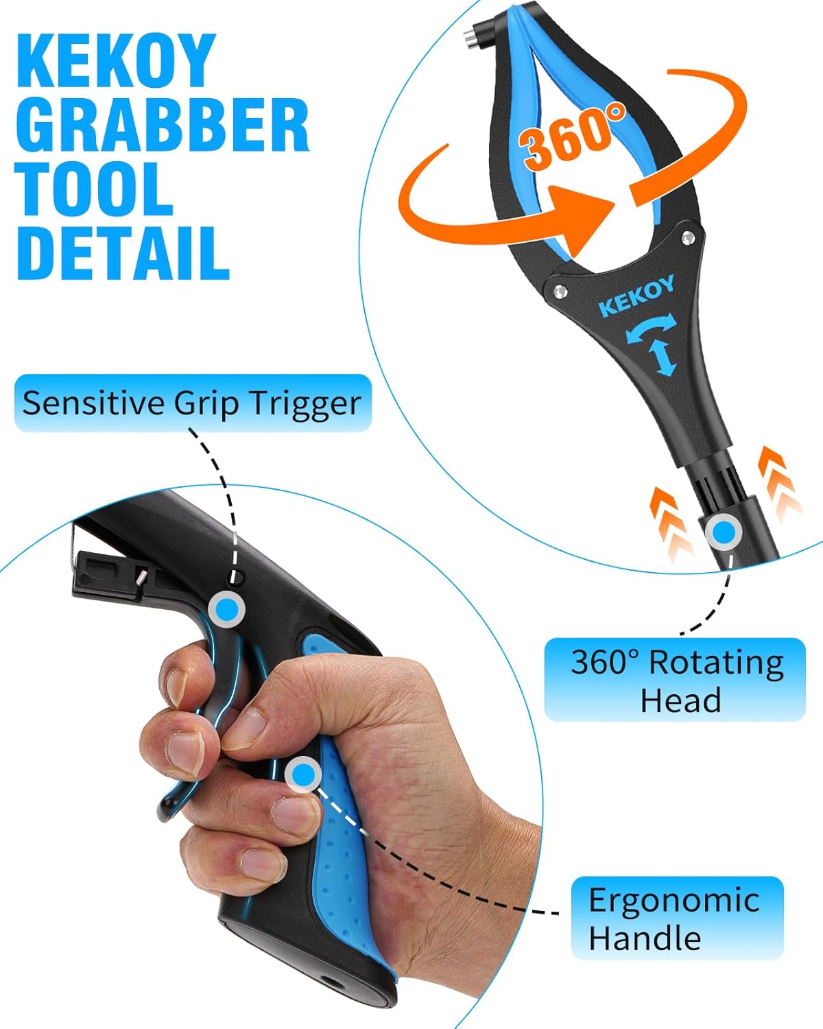 36" & 40" Foldable Grabber with Anti-Slip Rotating Jaw and Magnet O336