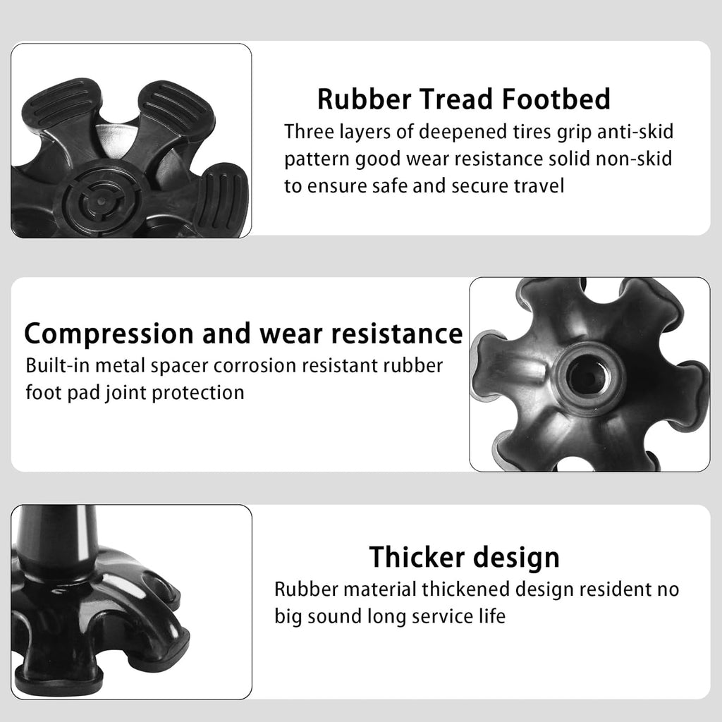 3/4'' Self Standing Rubber Cane Tip Quad Walking Cane Tips with 6 Support Feet Heavy Duty Rubber Cane Tip Base U149494
