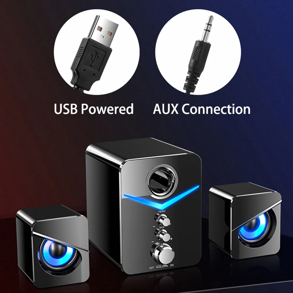 Black USB-Powered 2.1 Mini Multimedia Speakers System, Set of 3 K13874