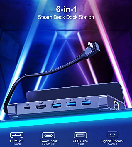 5-in-1 Steam Deck Dock Stand with HDMI 2.0 4K@60Hz, 3 USB-A and USB-C PD Port P743796