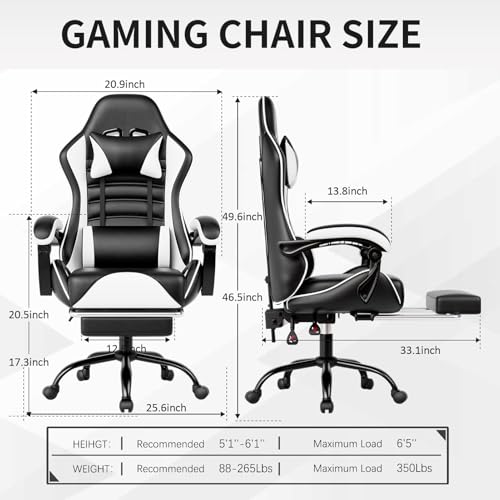 Blue PU Leather Ergonomic Gaming Chair with Footrest R2872