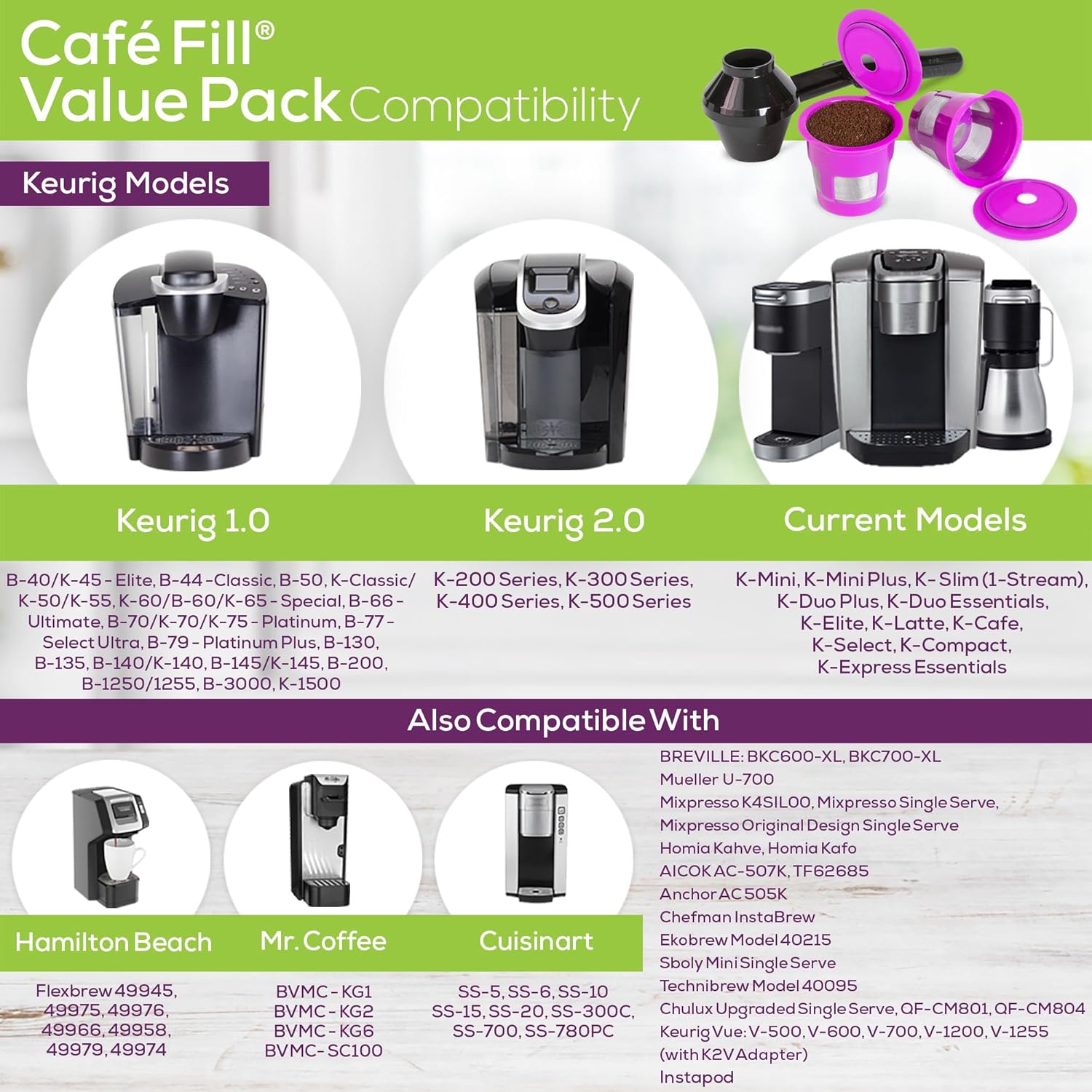 Reusable K Cup Coffee Pod Filters & Scoop T7236