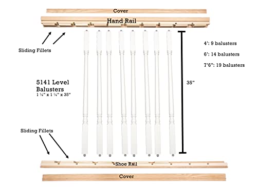 Primed White Wood Colonial Stair Rail Section Kit (7 foot 6 inches) E652