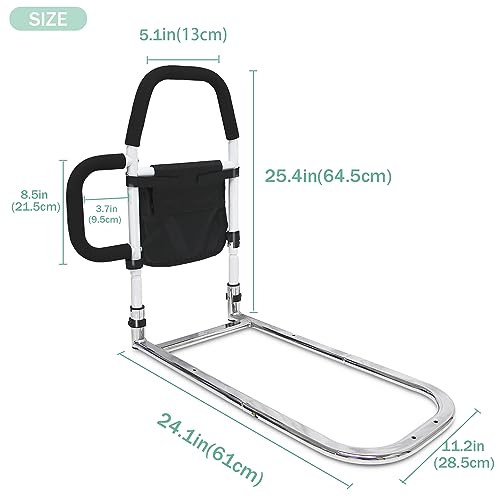 Portable Adjustable Bed Rail with Dual Grab Bars & Storage Pocket A336
