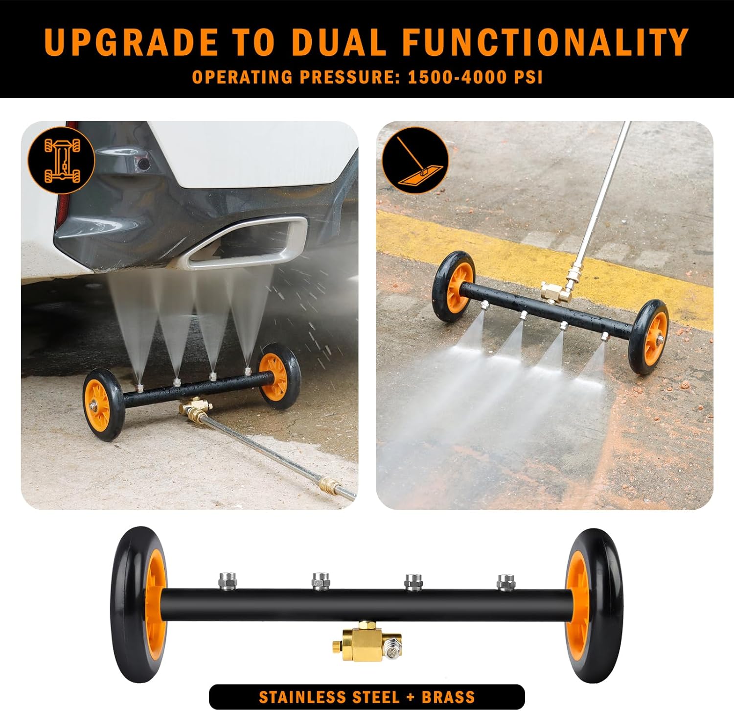 16" Dual-Function Water Broom, 4000 PSI, Orange R491426