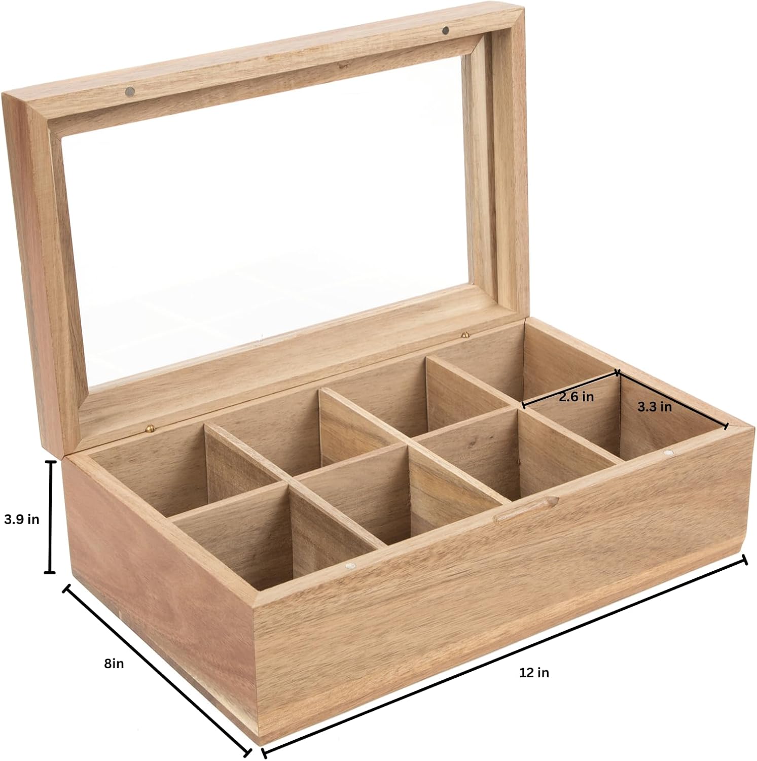 Acacia Wood Tea Bag Storage Box with Clear Acrylic Magnetic Lid C94892