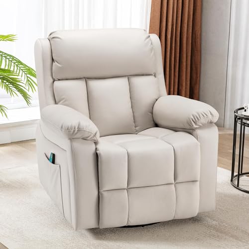 Beige Microfiber Cloth Massage Recliner Chair with Heated I183739