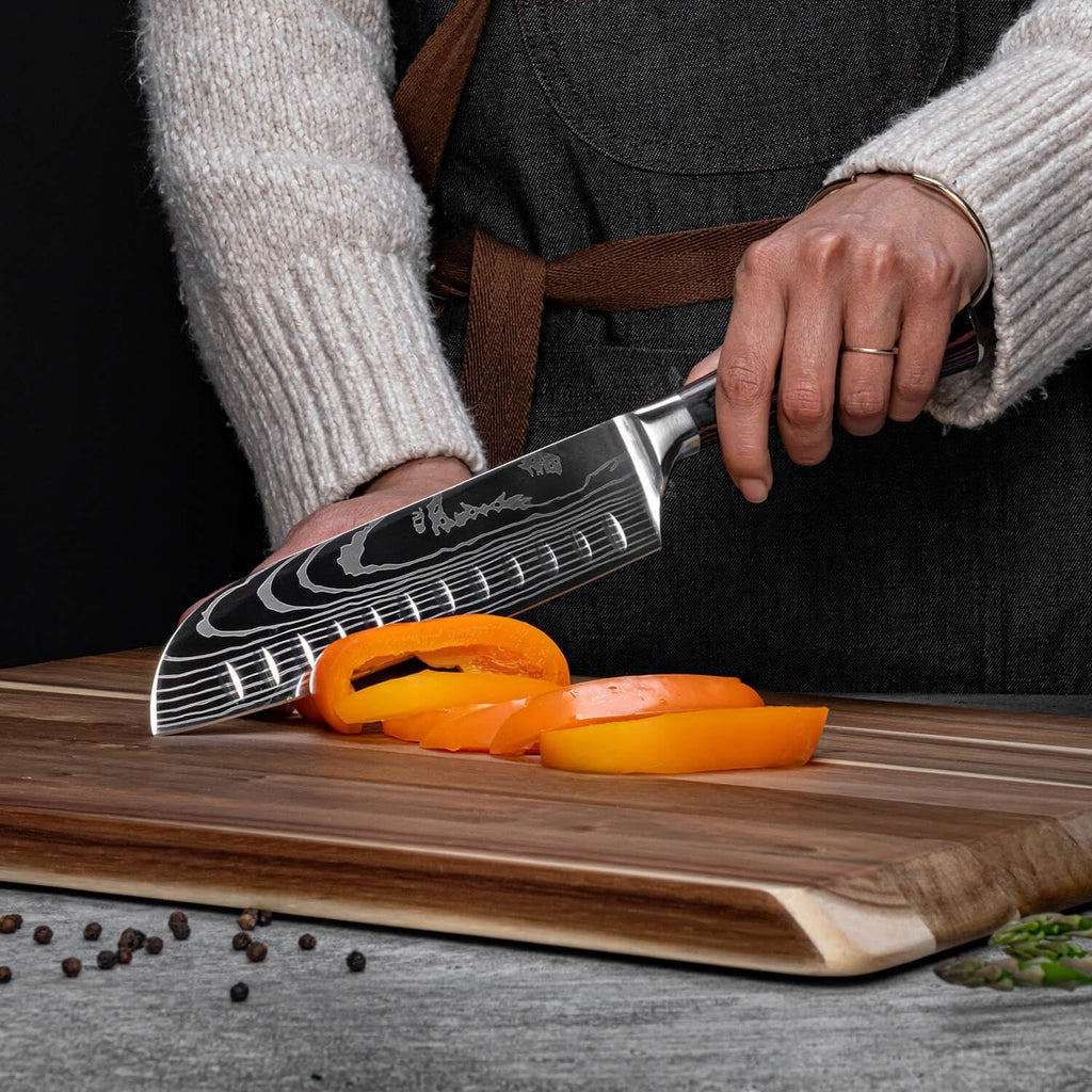 8-piece Japanese Kitchen Knife Set with Damascus Pattern Q7059