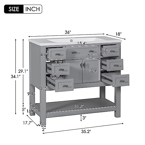 White Bathroom Vanity with Sink W38793