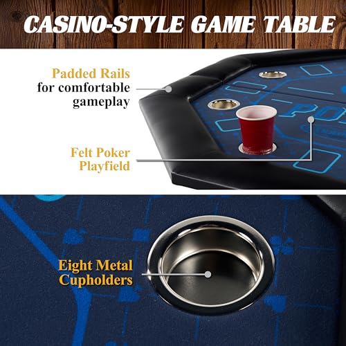Folding Poker Table with Felt Playing Surface J270