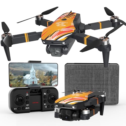 Orange Foldable Drone with Camera, Brushless Motor RC Quadcopter Y169