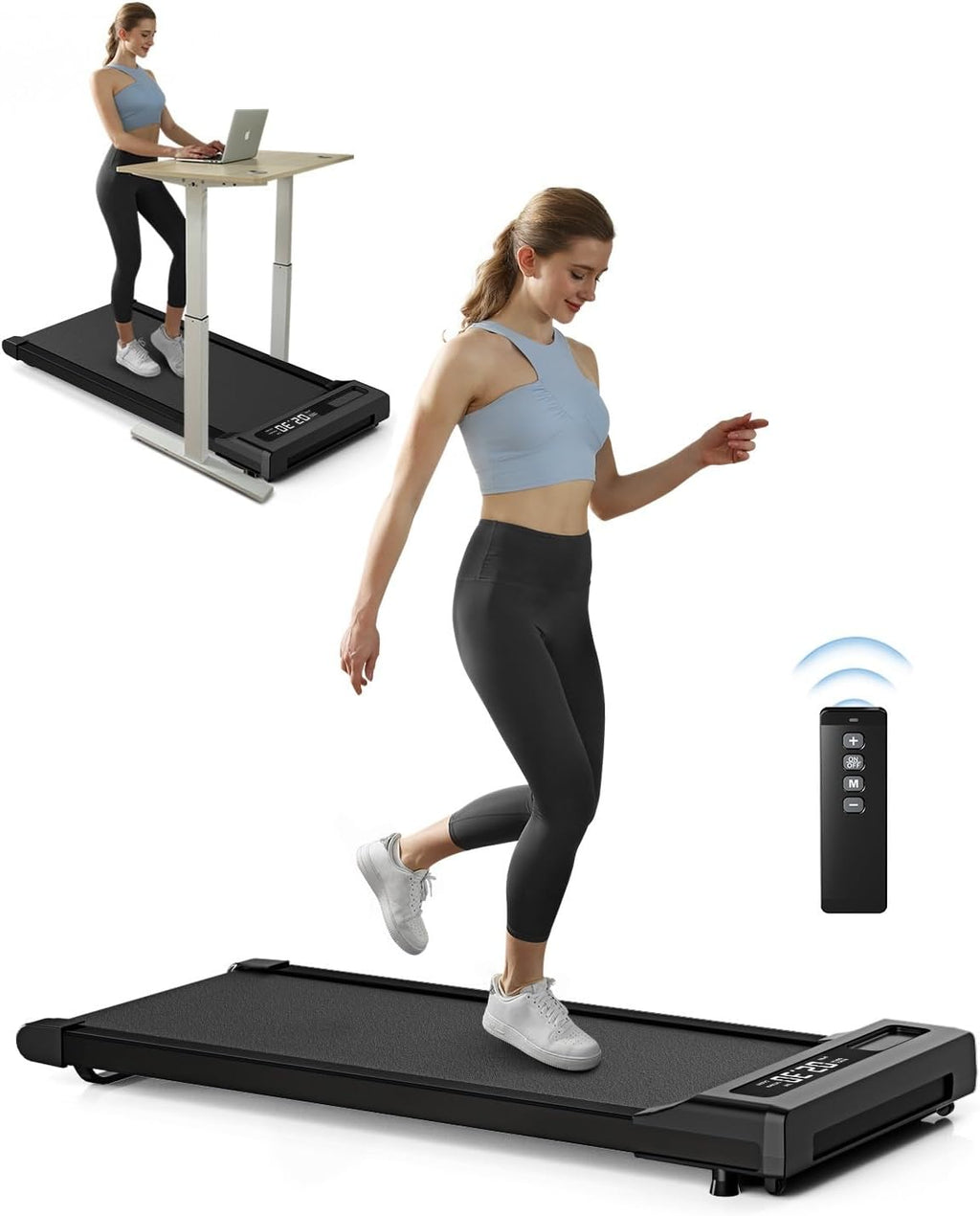 Under Desk Treadmill with Remote Control, 2 in 1 for Walking and Jogging, Portable, LED Display N3482