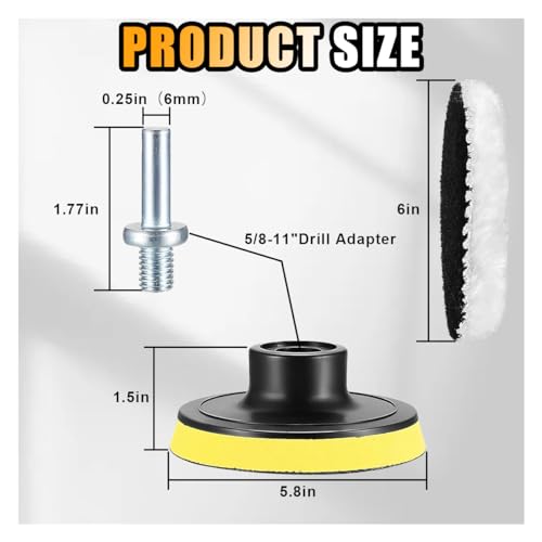 7PCS 3 Inch Car Wool Polishing Buffing Pads with M10 Drill Adapter E493780
