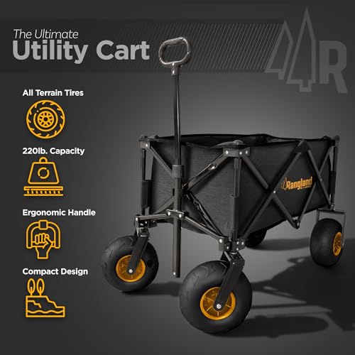 Large Balloon Air Tires Folding Utility Cart with Rustproof Heavy-Duty Steel Frame Z2637