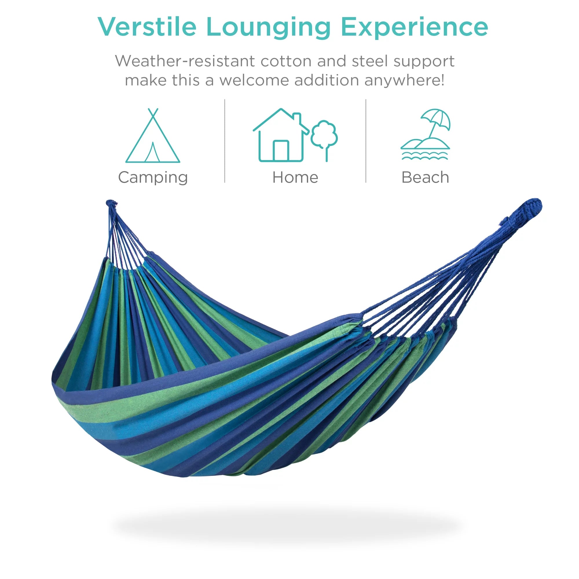 Blue Cotton Double Hammock with Carrying Bag H995265
