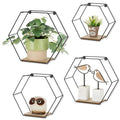 Black Metal Hexagon Shelves Set of 4 Y207