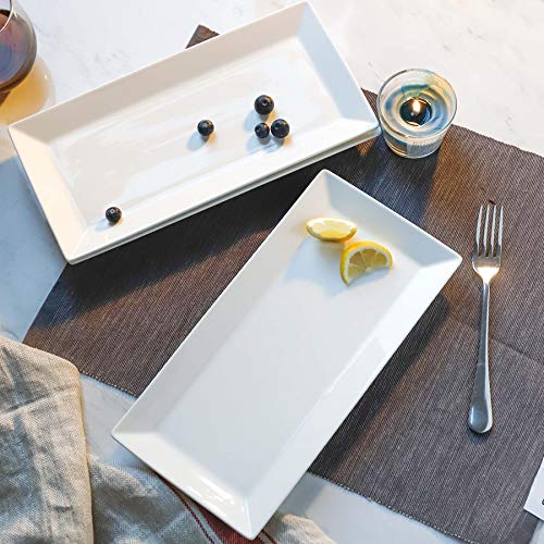 White 12 Inch Porcelain Rectangular Serving Platters Set of 4 V653275