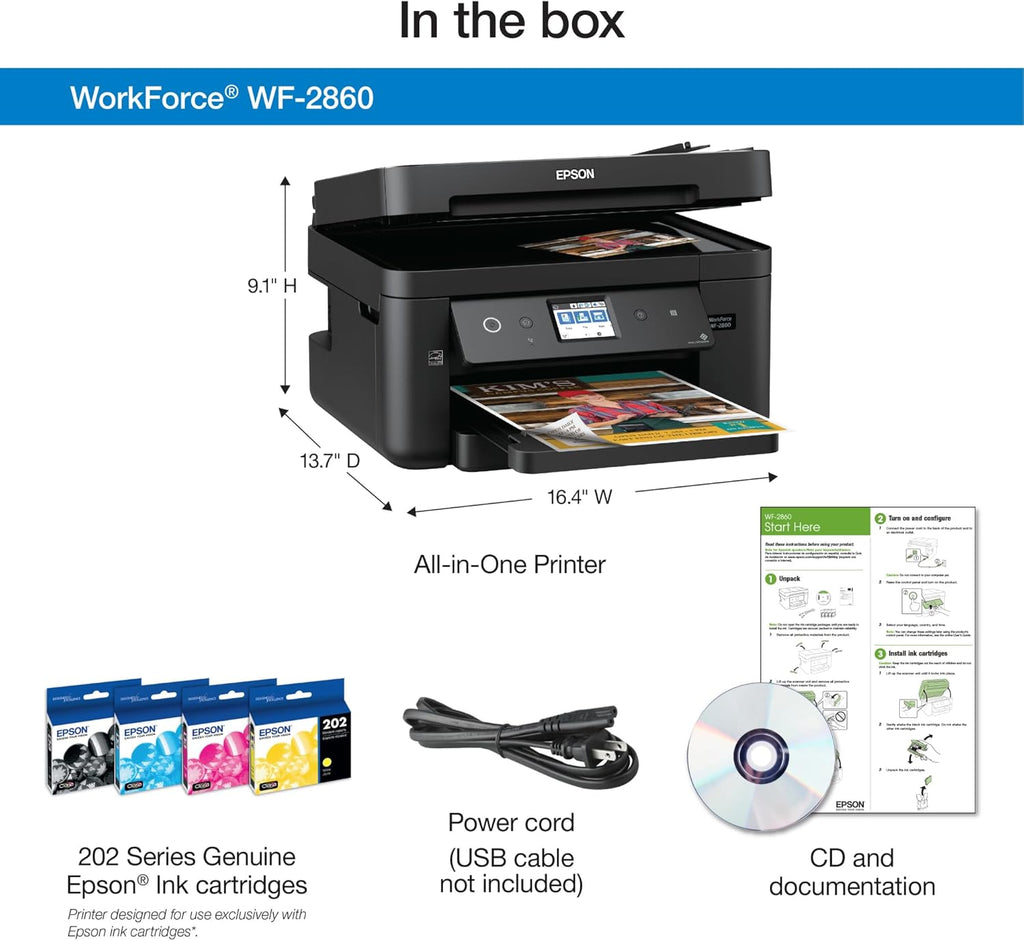 Wireless Color All-in-One Printer with Scanner, Copier, Fax J27343