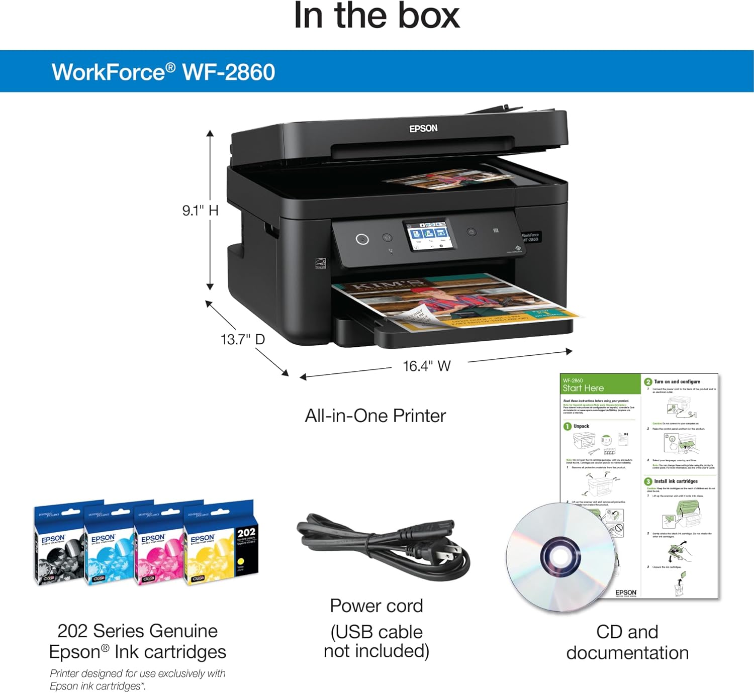 Wireless Color All-in-One Printer with Scanner, Copier, Fax J27343