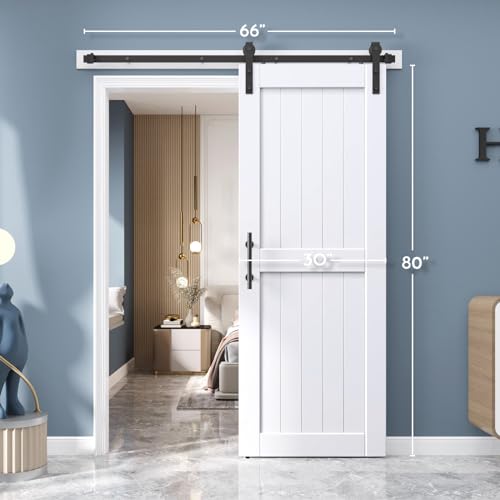 White Barn Door with Sliding Door Hardware Kit I680990
