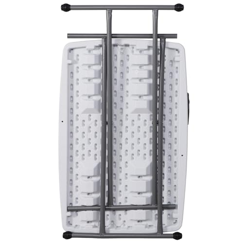 White 4 Foot Plastic Folding Table with Carrying Handle G79264