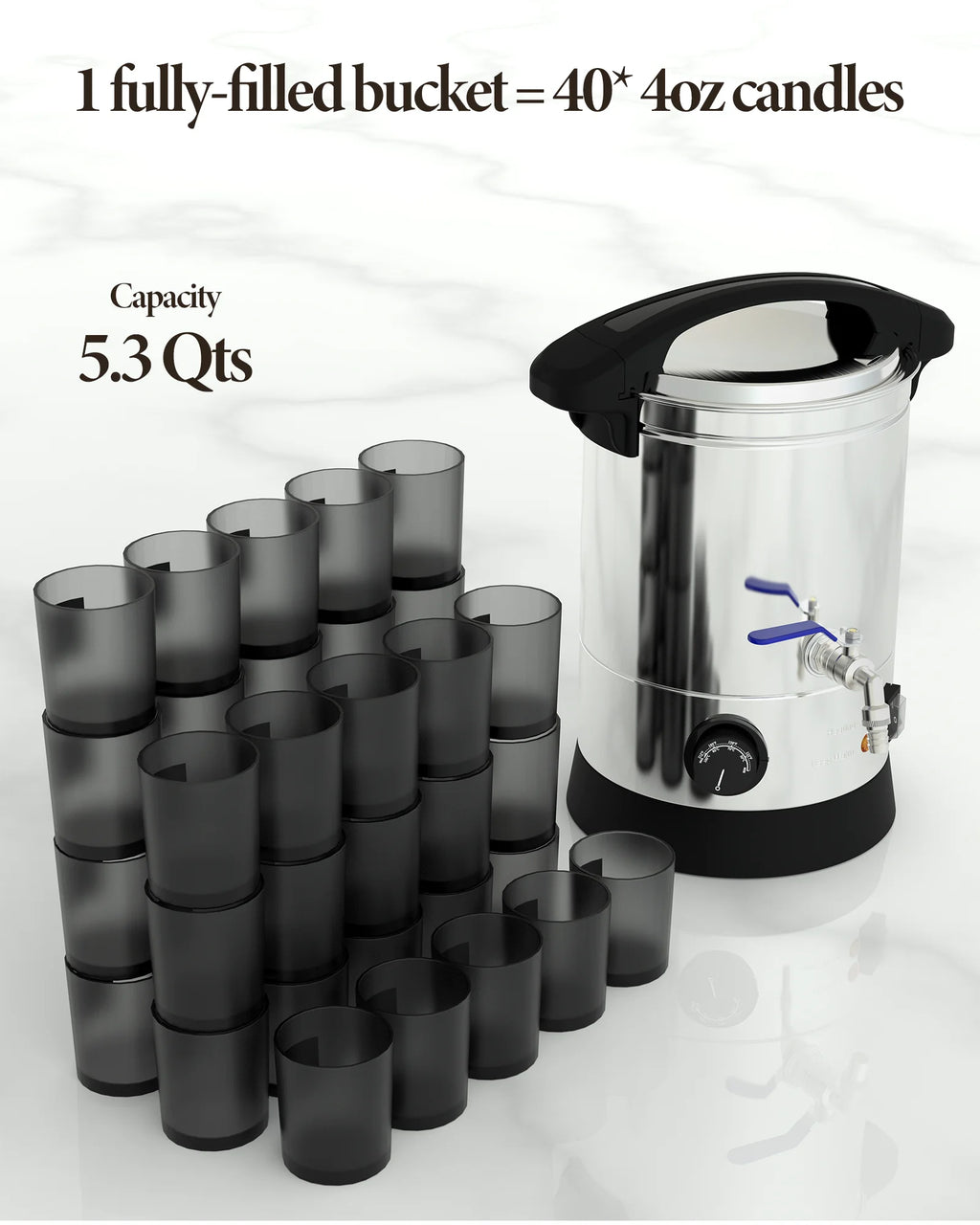 5 Qts Electric Wax Melter with Temp Control and Pour Spout K7731